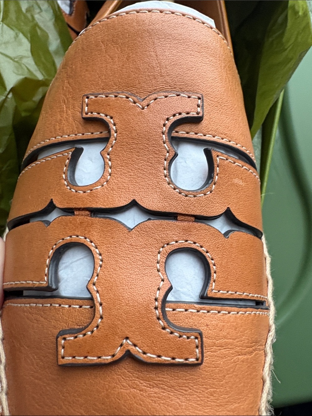 Tory Burch Ines Multi Strap Platform Espadrille Camello Vachetta Leather 9 Box - Picture 7 of 7